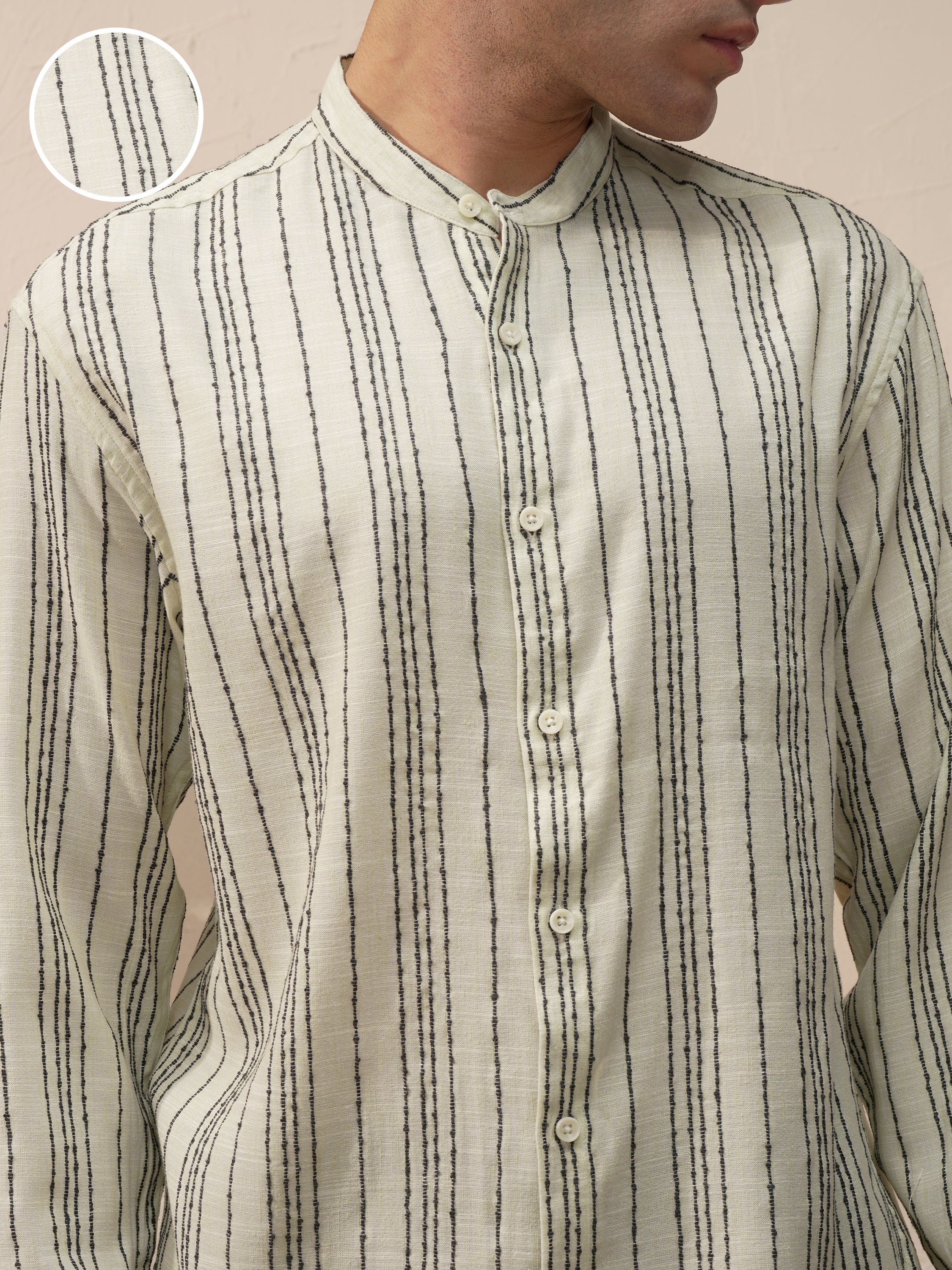 Highlander Men Green Striped Relaxed Fit Casual Shirt - Green - Image 5