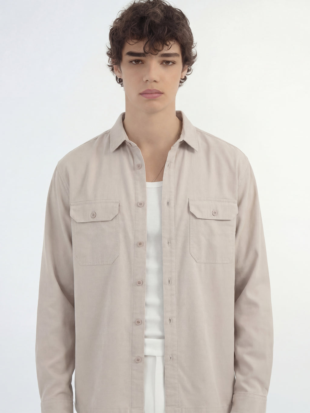 Highlander Men Cream Solid Relaxed Fit Casual Shirt - Cream - Image 1