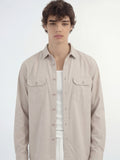 Highlander Men Cream Solid Relaxed Fit Casual Shirt - Cream - Image 1