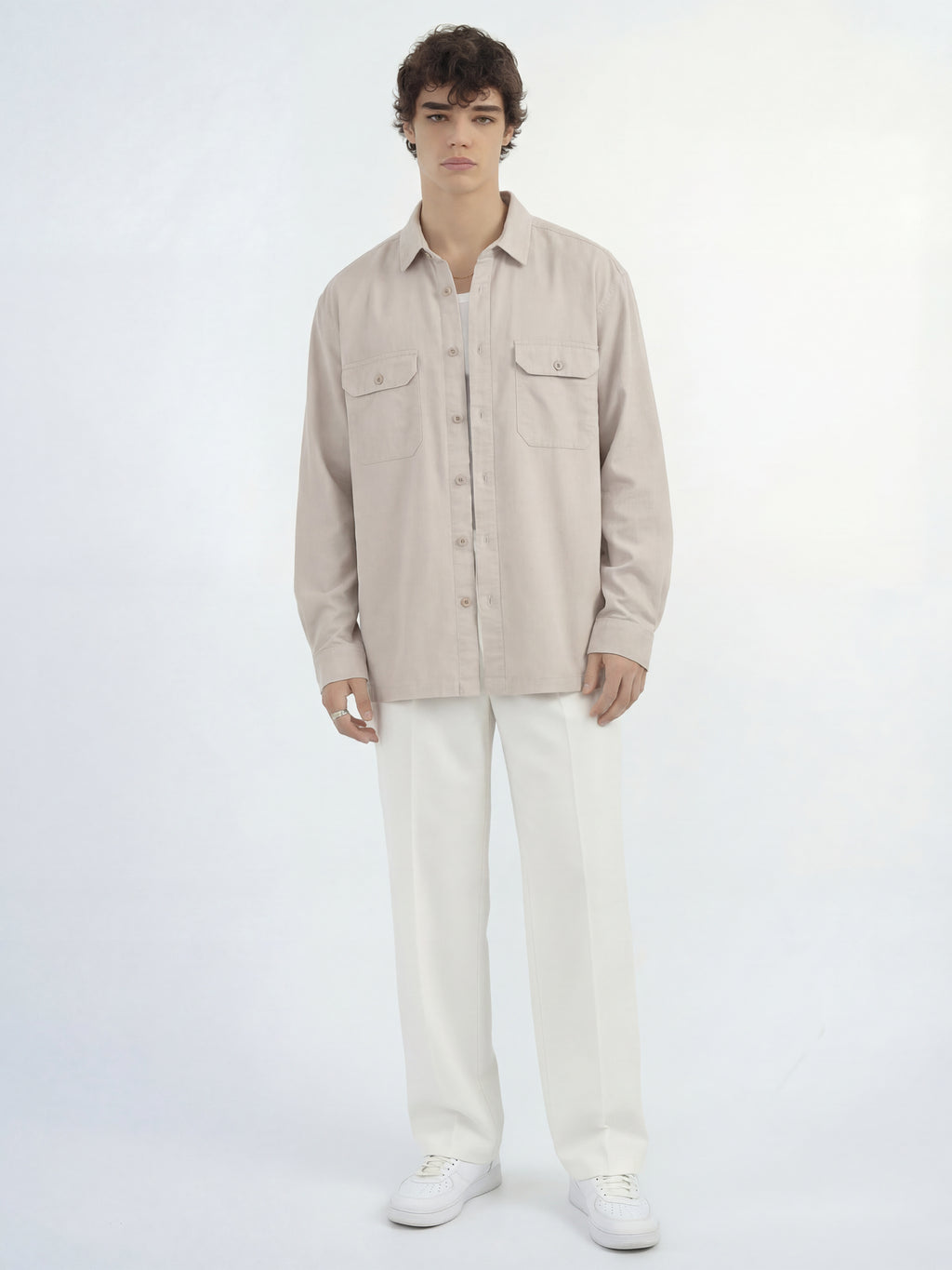 Highlander Men Cream Solid Relaxed Fit Casual Shirt - Cream - Image 2