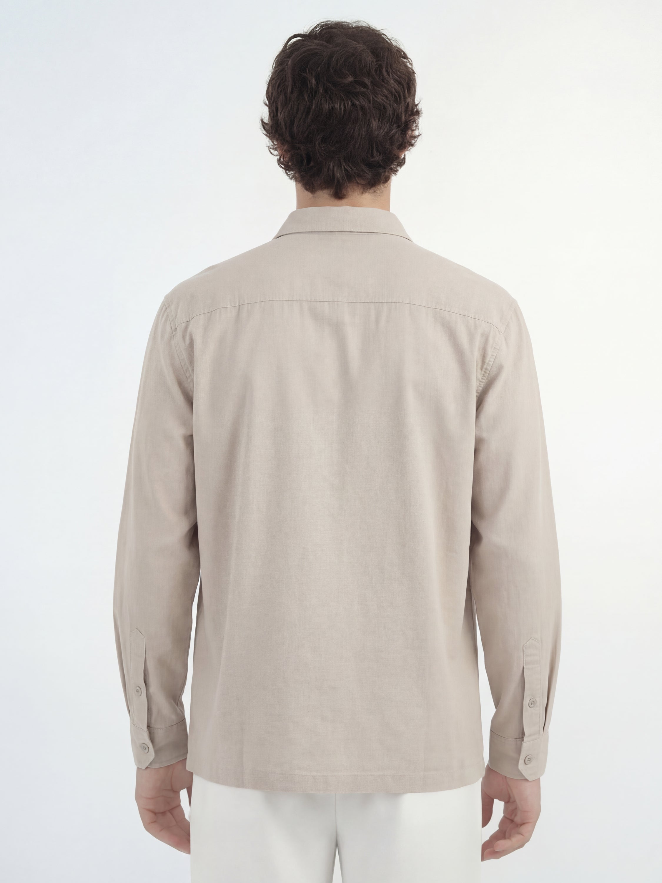Highlander Men Cream Solid Relaxed Fit Casual Shirt - Cream - Image 3
