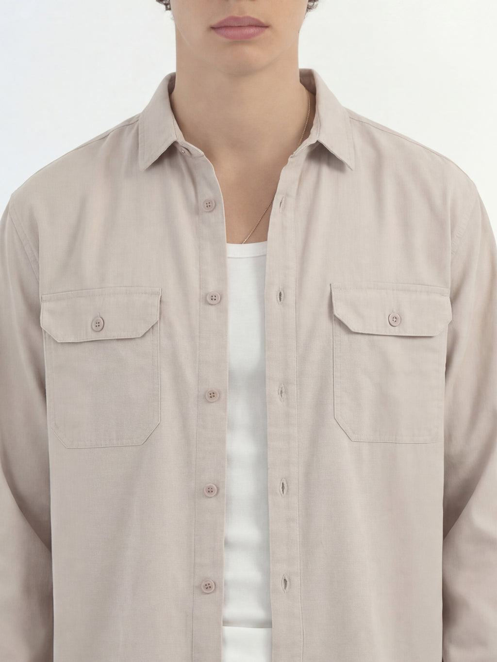 Highlander Men Cream Solid Relaxed Fit Casual Shirt - Cream - Image 5