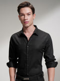 Highlander Men Black Self Design Slim Fit Casual Shirt - Black - Image 1