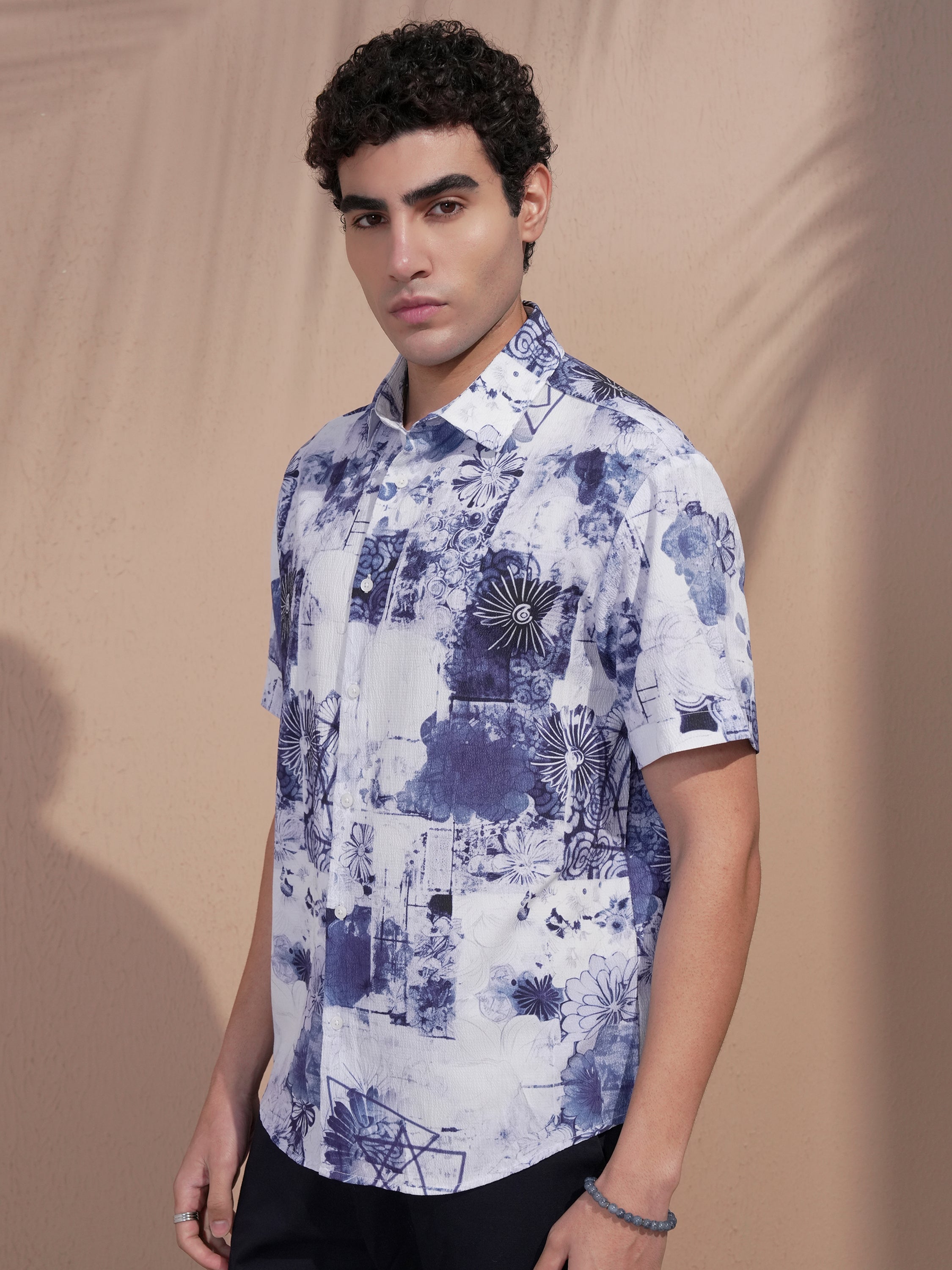 Highlander Men Purple Printed Slim Fit Casual Shirt - Purple - Image 4