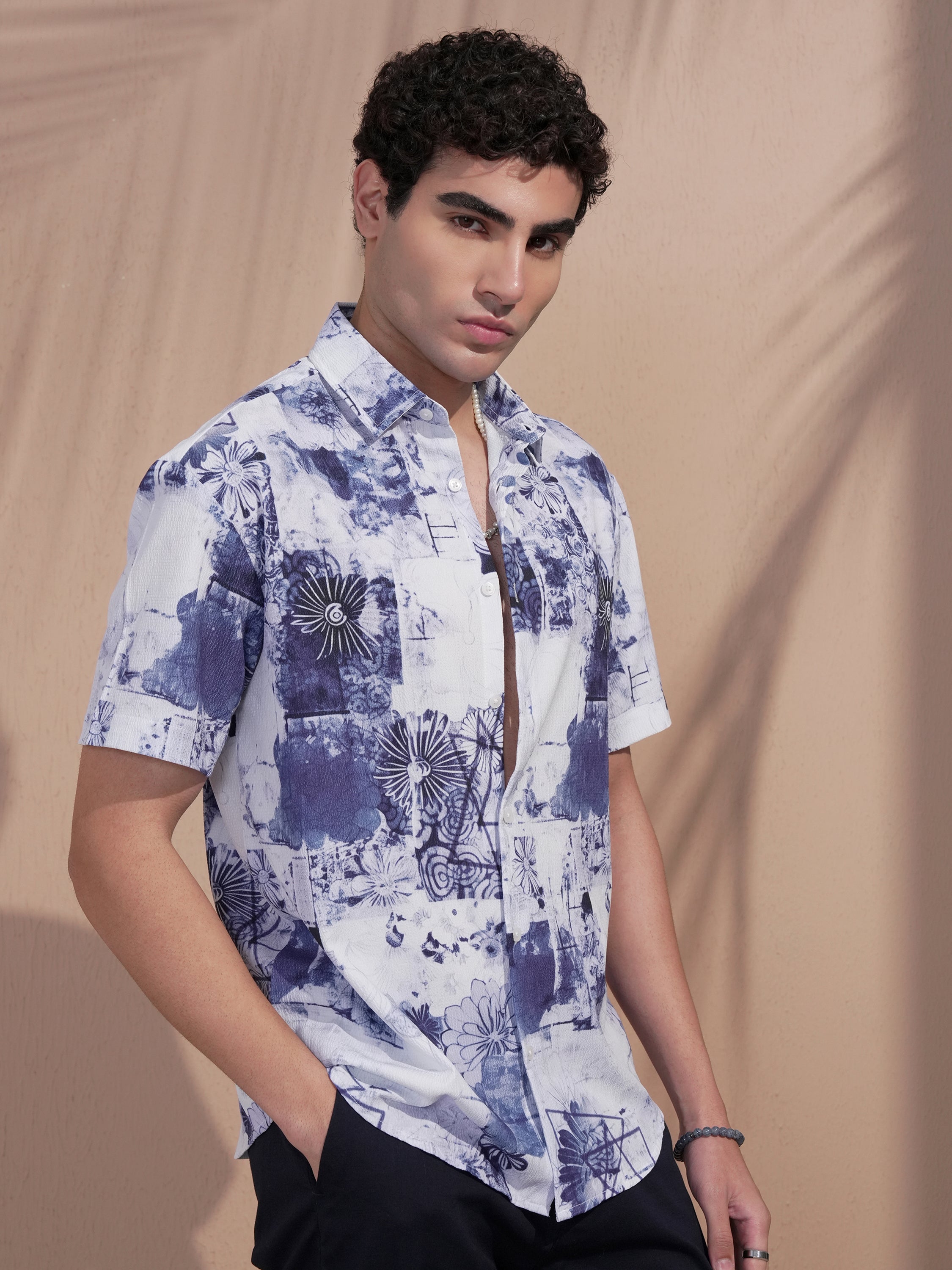 Highlander Men Purple Printed Slim Fit Casual Shirt - Purple - Image 6
