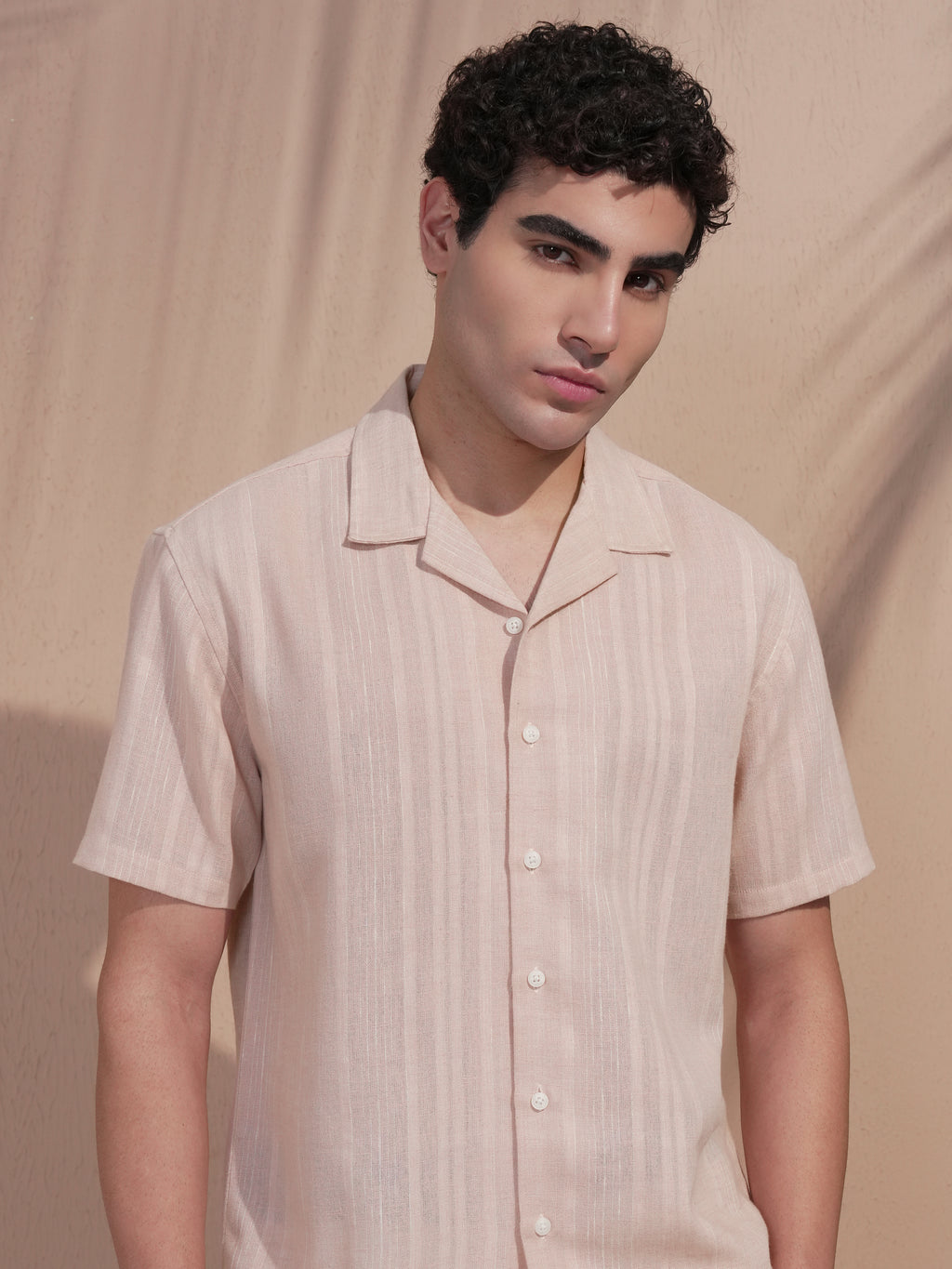 Highlander Men Pink Self Design Relaxed Fit Casual Shirt - Pink - Image 1