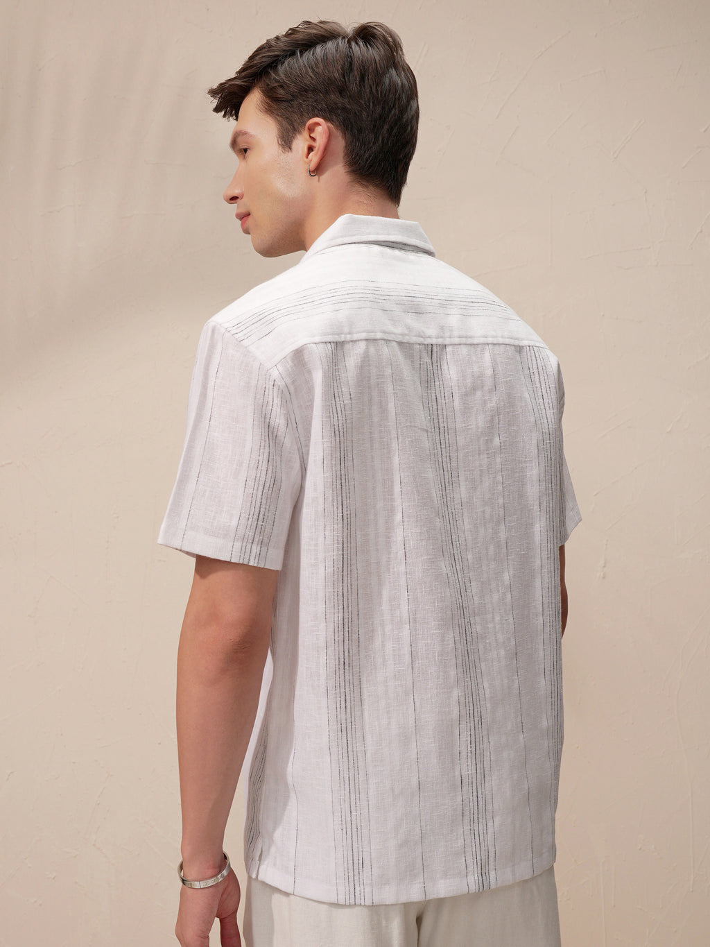 Highlander Men White Striped Relaxed Fit Casual Shirt - White - Image 3