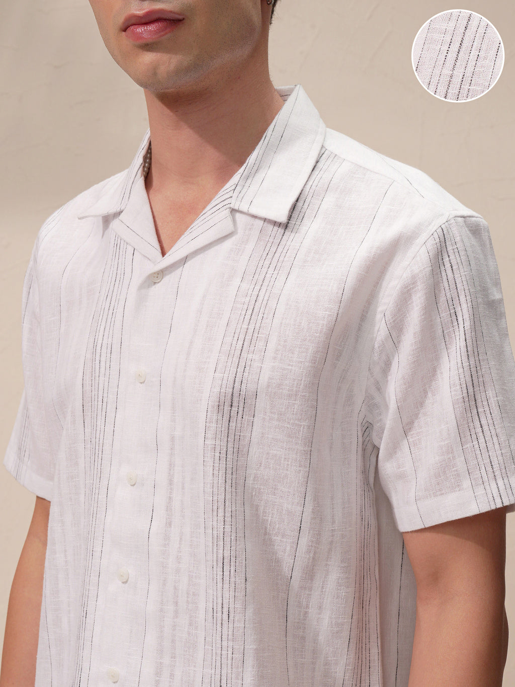 Highlander Men White Striped Relaxed Fit Casual Shirt - White - Image 5