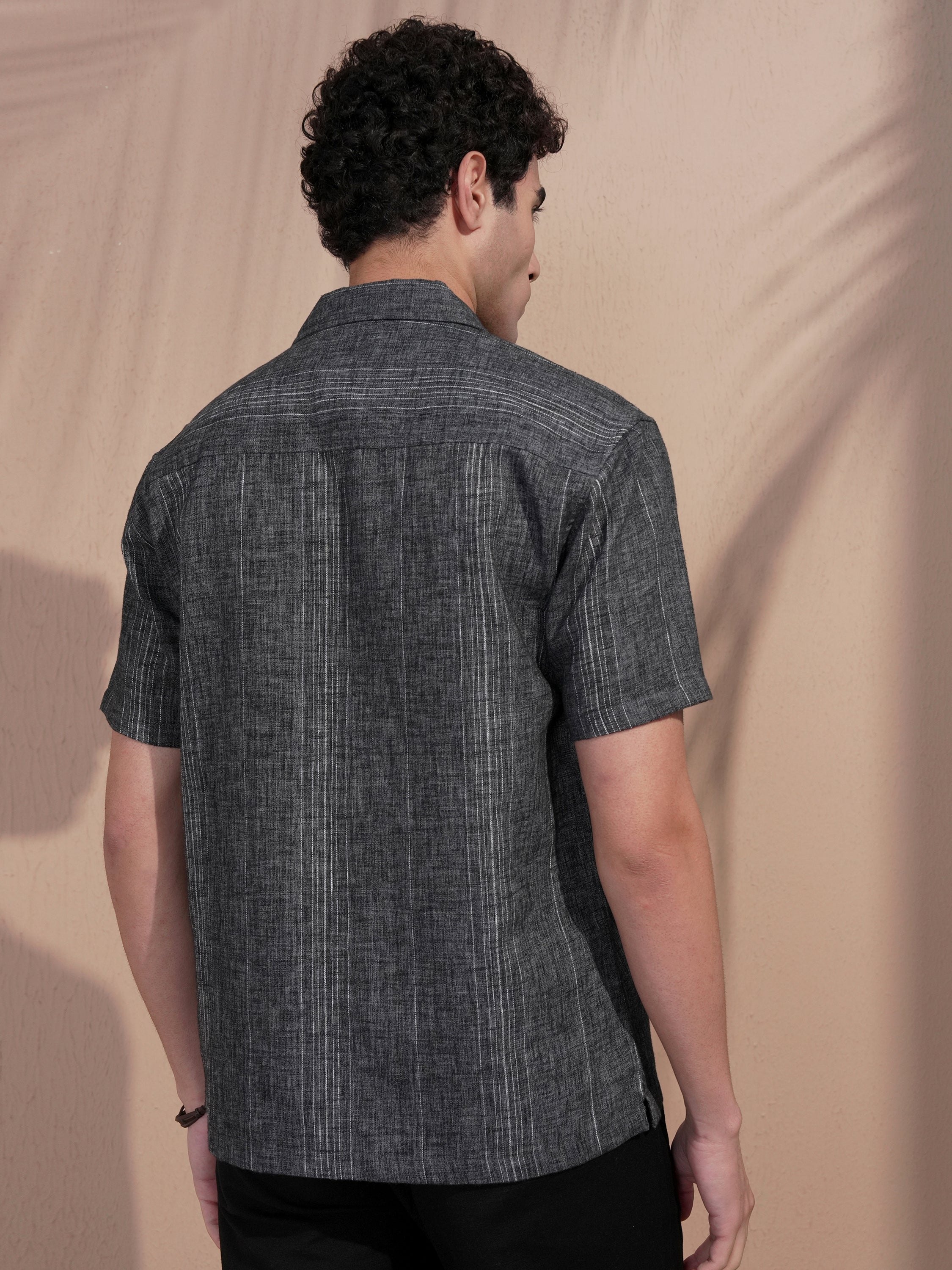 Highlander Men Grey Striped Relaxed Fit Casual Shirt - Grey - Image 3