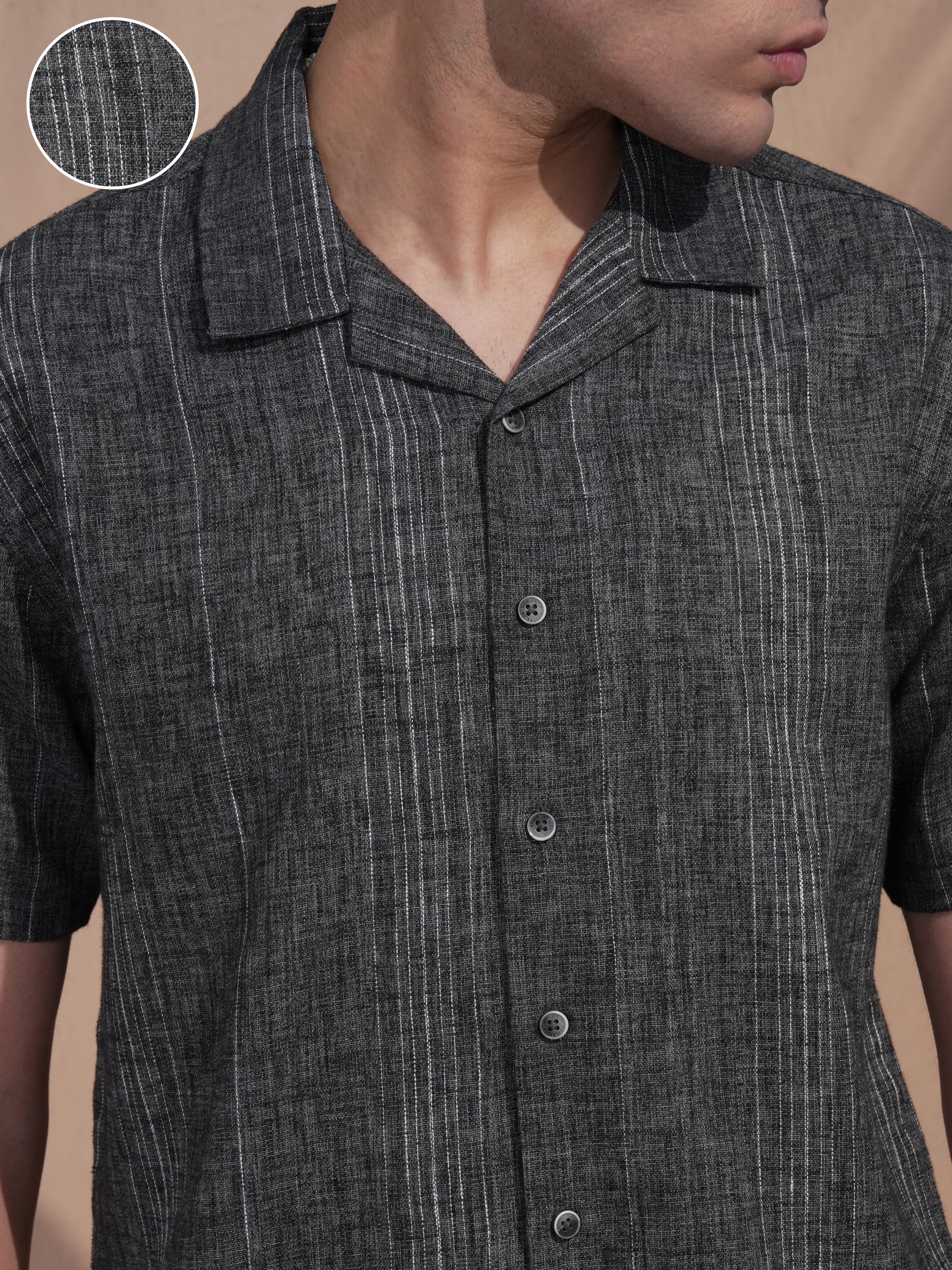 Highlander Men Grey Striped Relaxed Fit Casual Shirt - Grey - Image 5