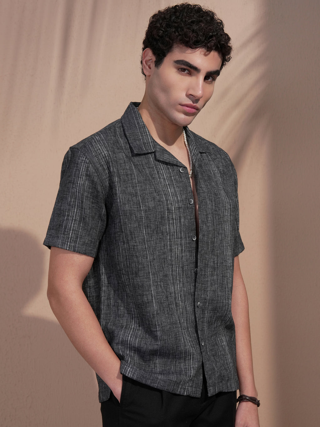 Highlander Men Grey Striped Relaxed Fit Casual Shirt - Grey - Image 6