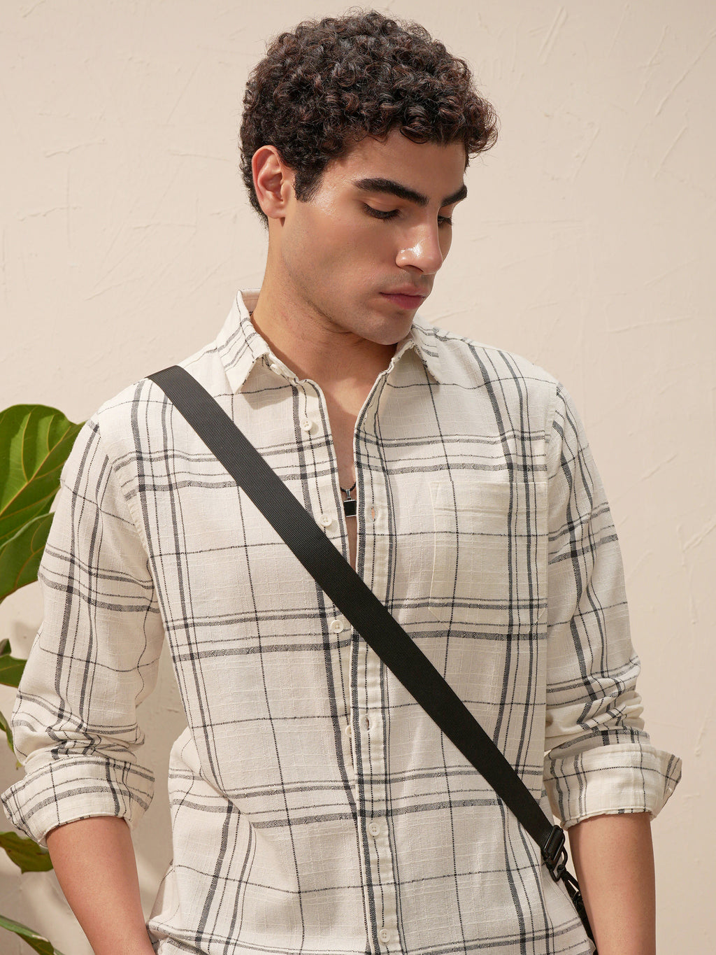Highlander Men White Checked Relaxed Fit Casual Shirt - White - Image 1