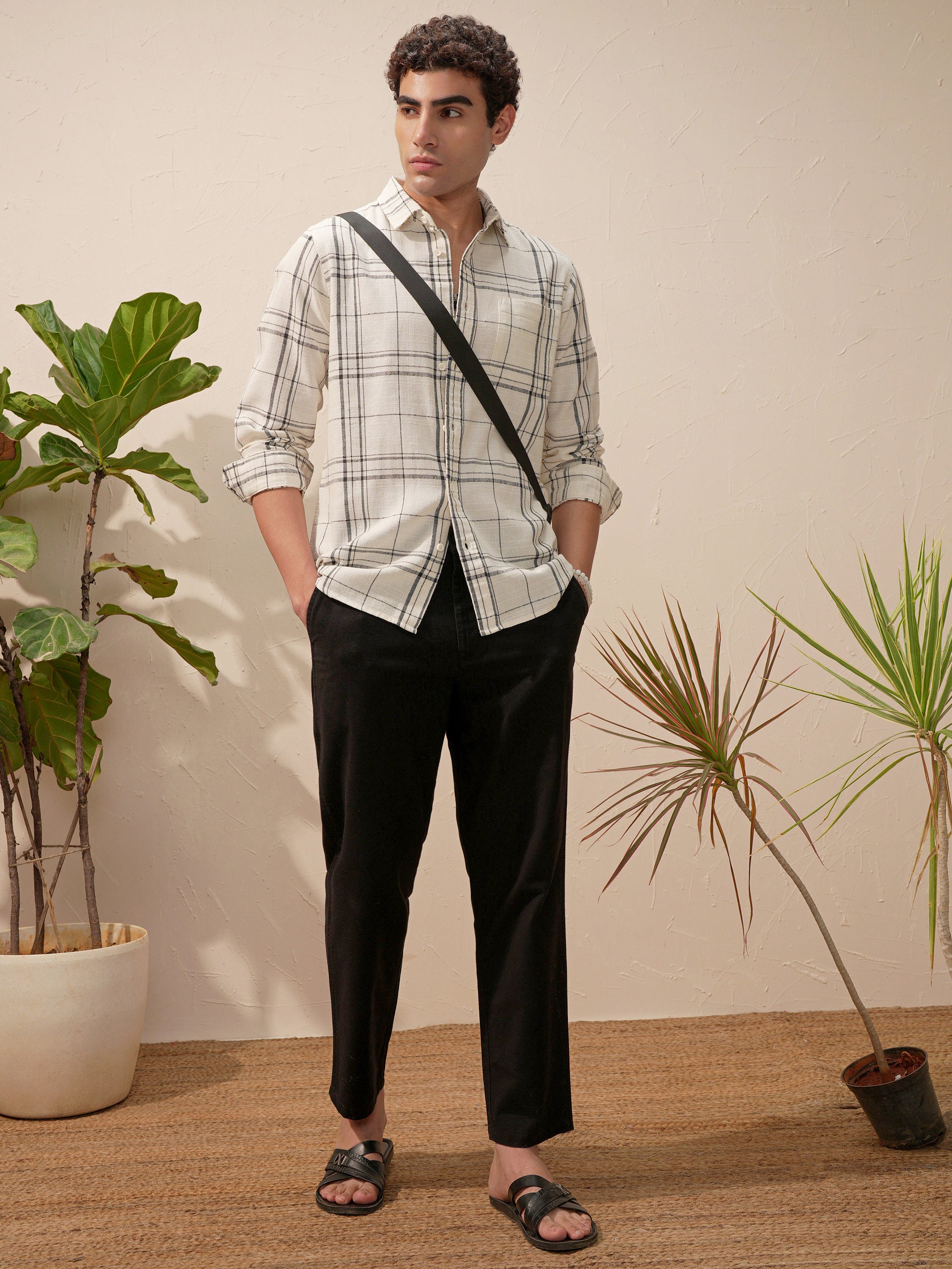 Highlander Men White Checked Relaxed Fit Casual Shirt - White - Image 2