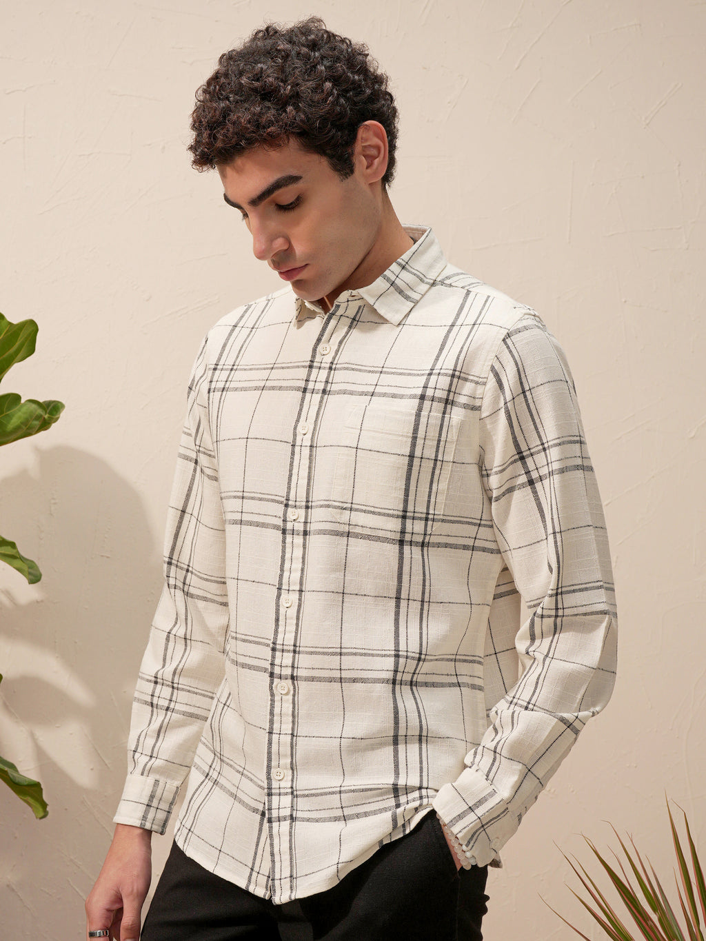 Highlander Men White Checked Relaxed Fit Casual Shirt - White - Image 4
