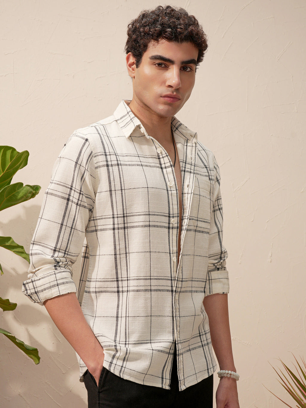 Highlander Men White Checked Relaxed Fit Casual Shirt - White - Image 6
