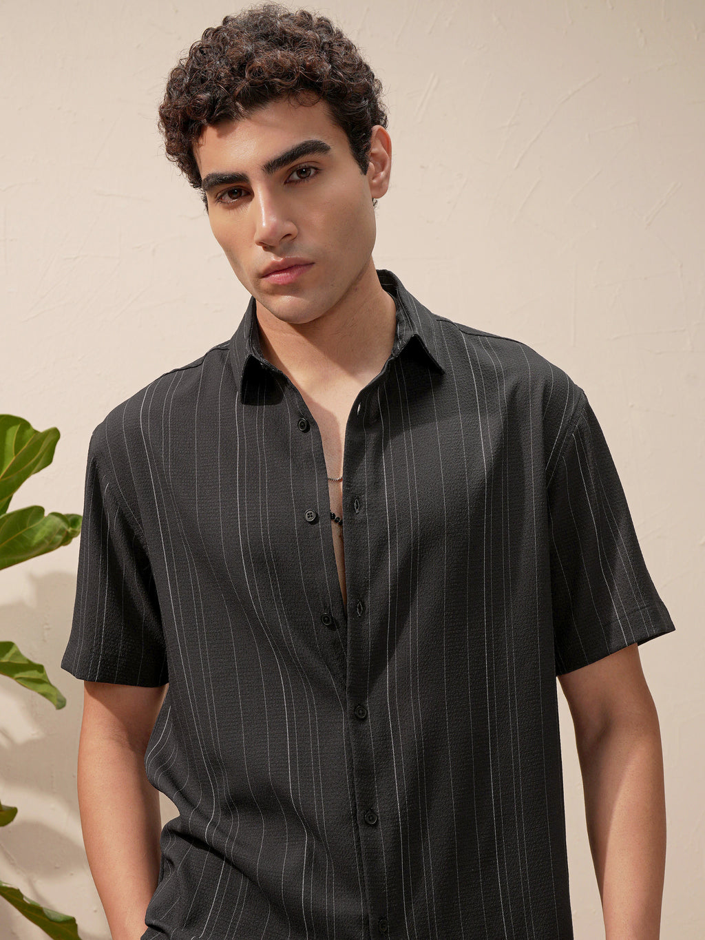 Highlander Men Black Striped Relaxed Fit Casual Shirt - Black - Image 1