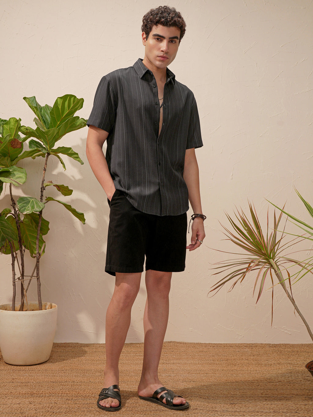 Highlander Men Black Striped Relaxed Fit Casual Shirt - Black - Image 2