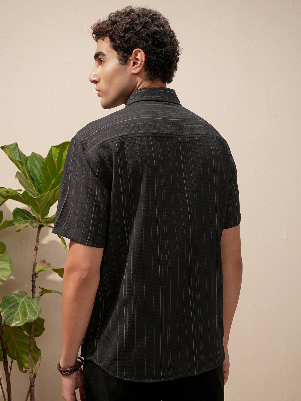 Highlander Men Black Striped Relaxed Fit Casual Shirt - Black - Image 3