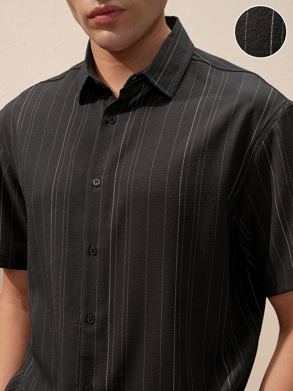 Highlander Men Black Striped Relaxed Fit Casual Shirt - Black - Image 5