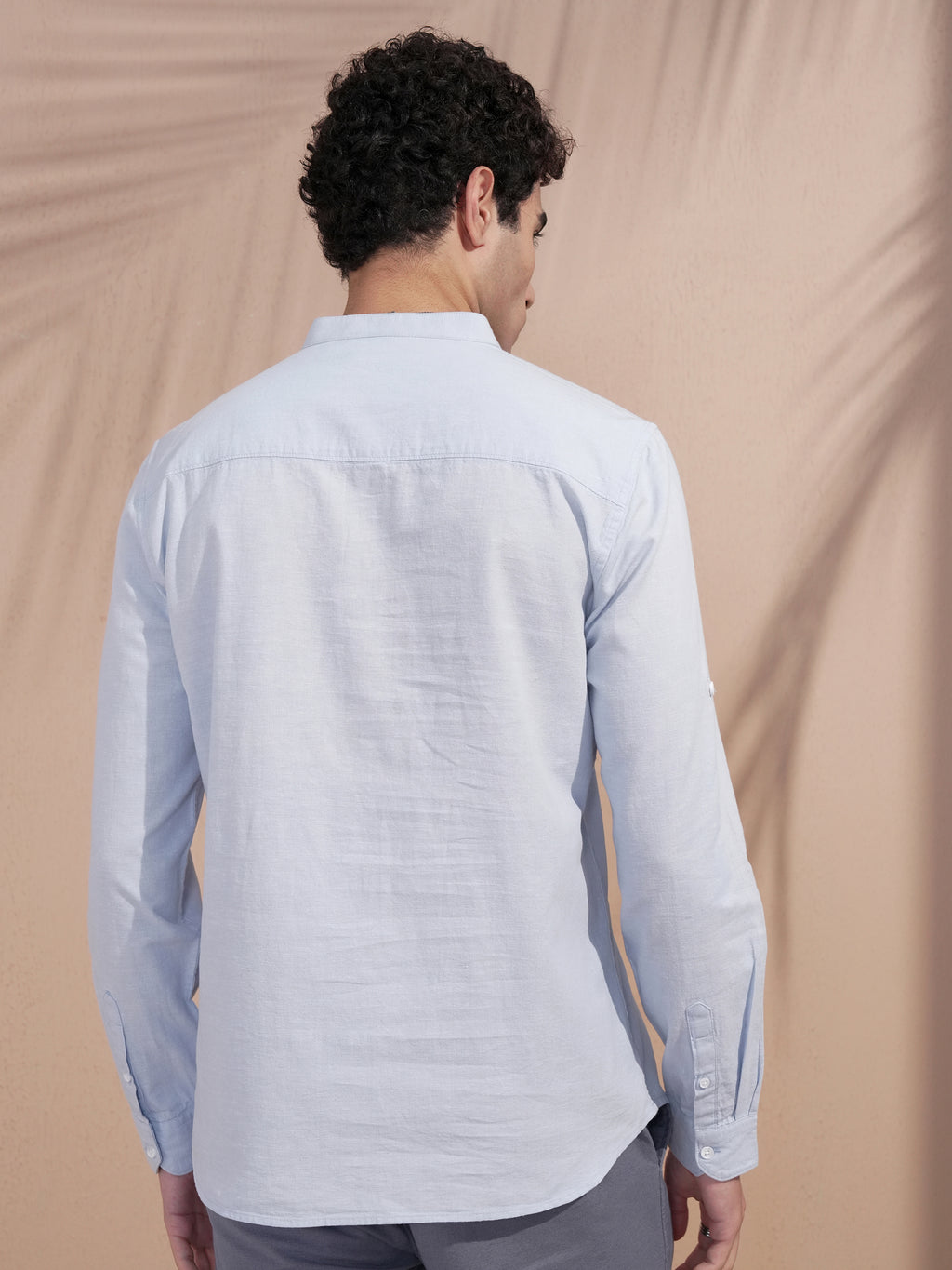 Highlander Men Blue Self Design Slim Fit Casual Shirt - Blue - Image 3