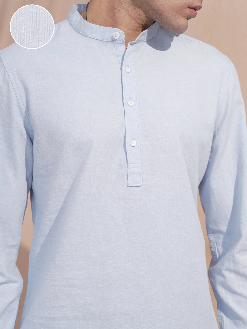 Highlander Men Blue Self Design Slim Fit Casual Shirt - Blue - Image 5