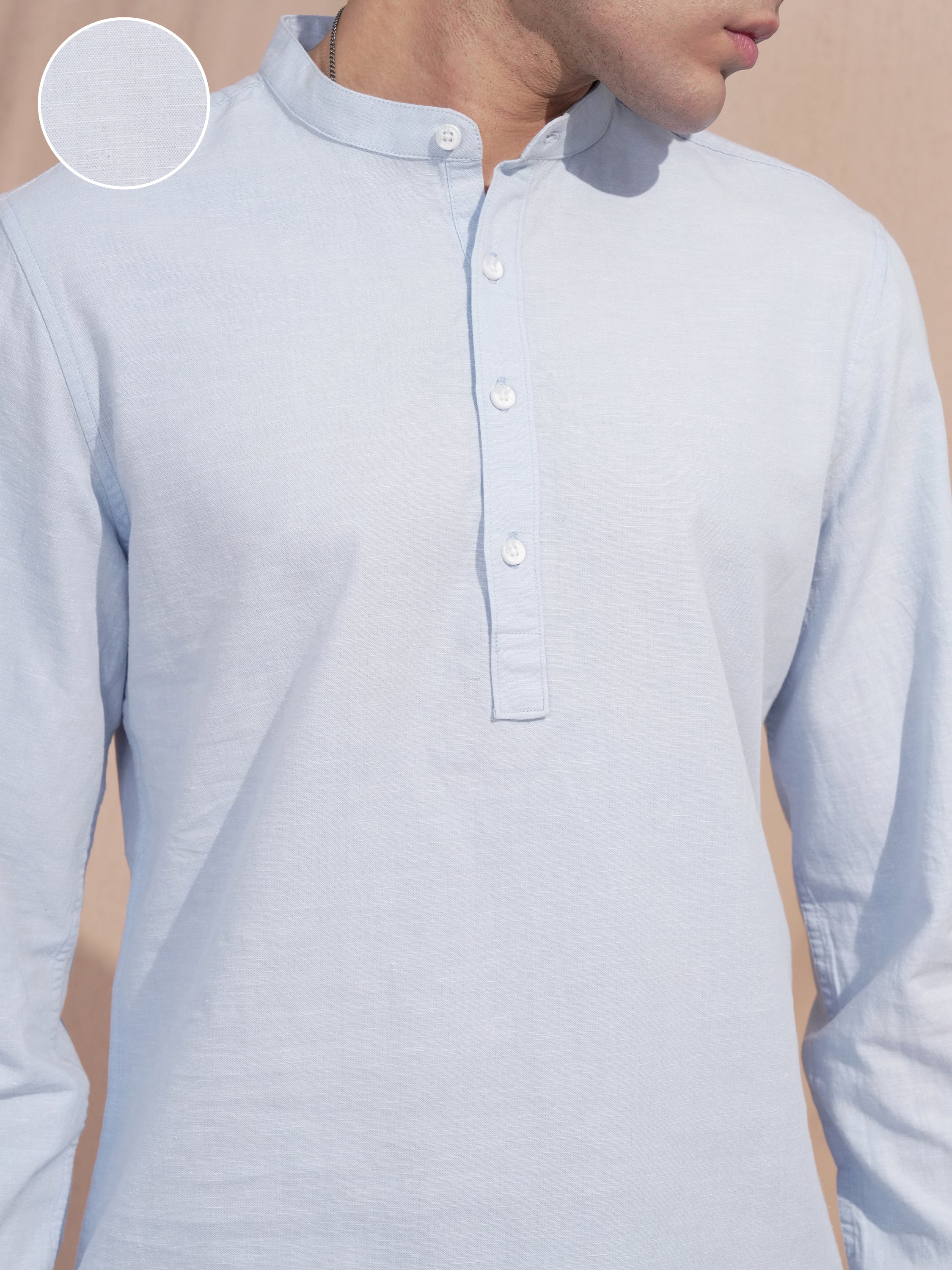 Highlander Men Blue Self Design Slim Fit Casual Shirt - Blue - Image 5