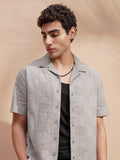 Highlander Men Grey Self Design Relaxed Fit Casual Shirt - Grey - Image 1