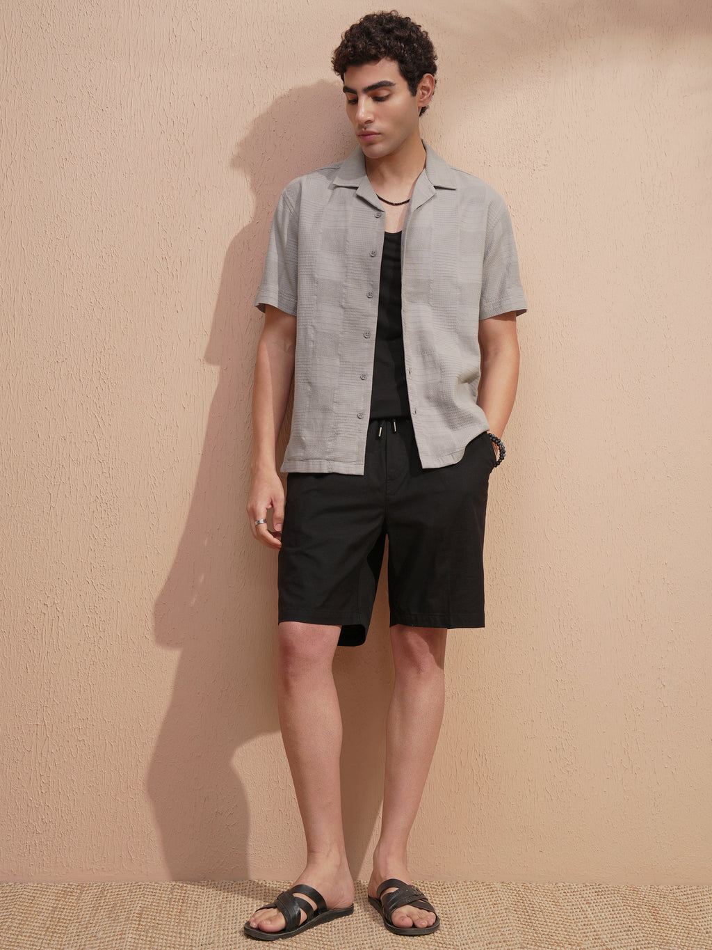 Highlander Men Grey Self Design Relaxed Fit Casual Shirt - Grey - Image 2