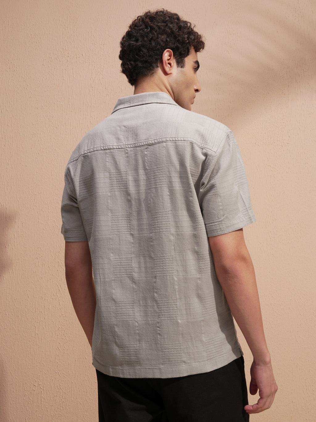 Highlander Men Grey Self Design Relaxed Fit Casual Shirt - Grey - Image 3