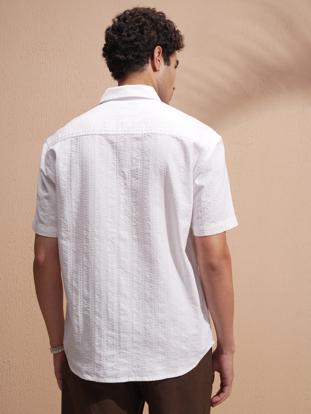 Highlander Men White Self Design Relaxed Fit Casual Shirt - White - Image 3