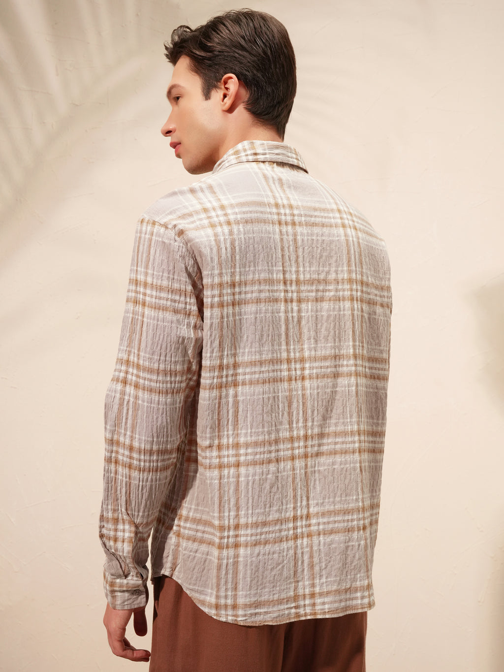 Highlander Men Tan Checked Relaxed Fit Casual Shirt - Tan - Image 3