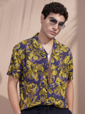 Highlander Men Navy Blue Printed Relaxed Fit Casual Shirt - Navy Blue - Image 1