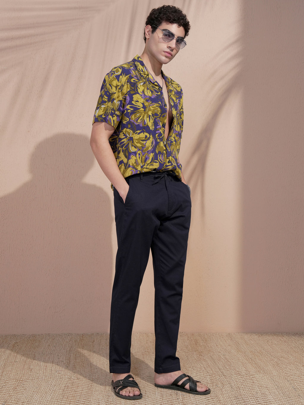 Highlander Men Navy Blue Printed Relaxed Fit Casual Shirt - Navy Blue - Image 2