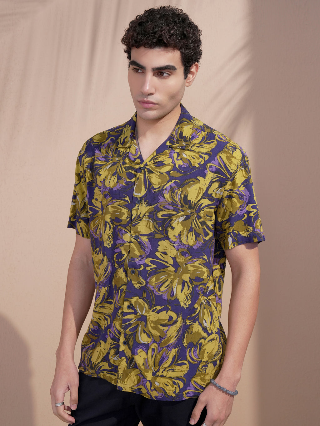 Highlander Men Navy Blue Printed Relaxed Fit Casual Shirt - Navy Blue - Image 4