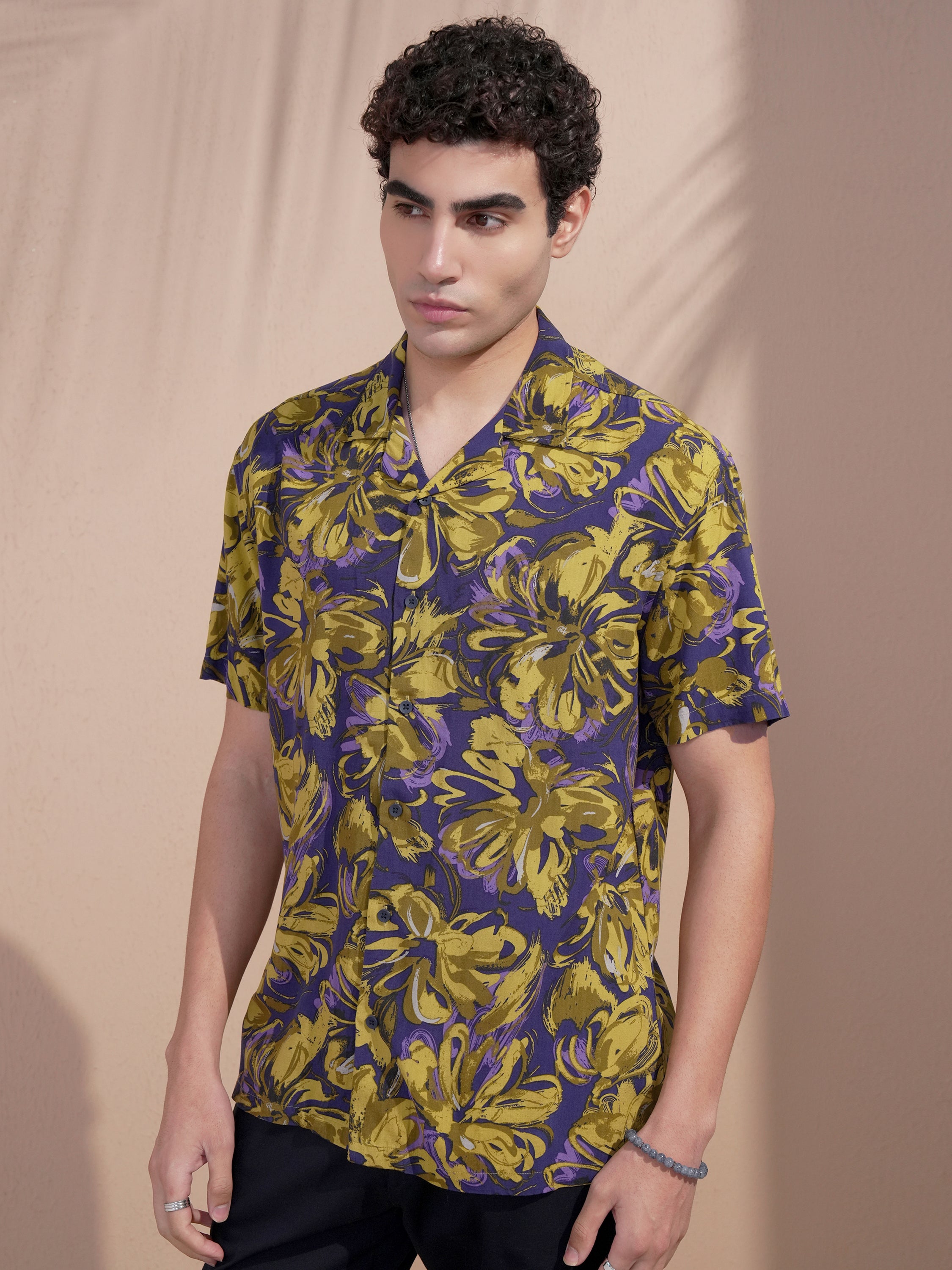 Highlander Men Navy Blue Printed Relaxed Fit Casual Shirt - Navy Blue - Image 4