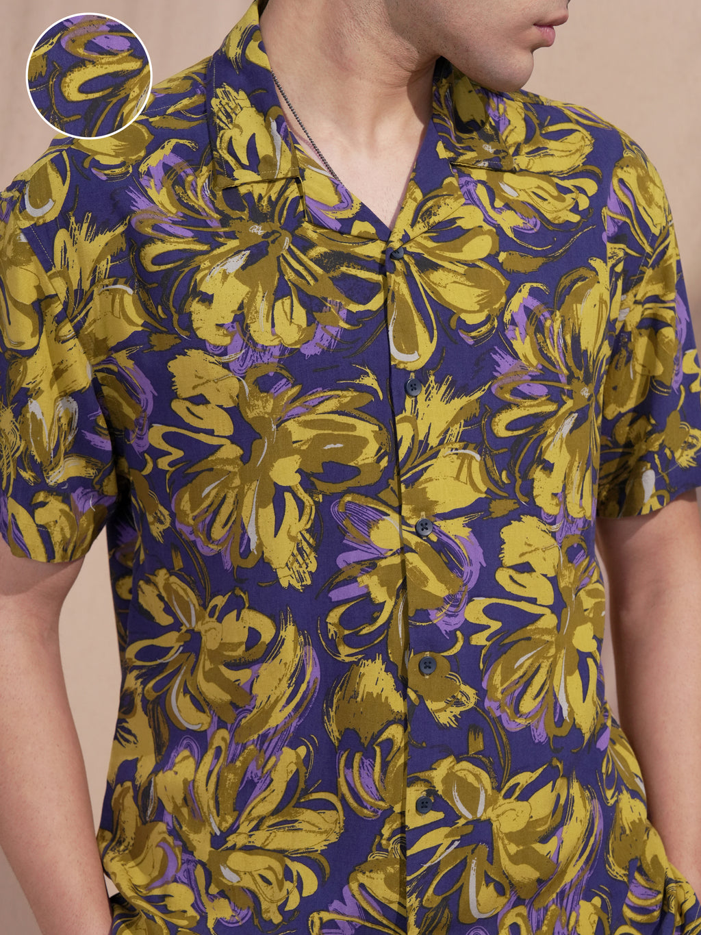 Highlander Men Navy Blue Printed Relaxed Fit Casual Shirt - Navy Blue - Image 5