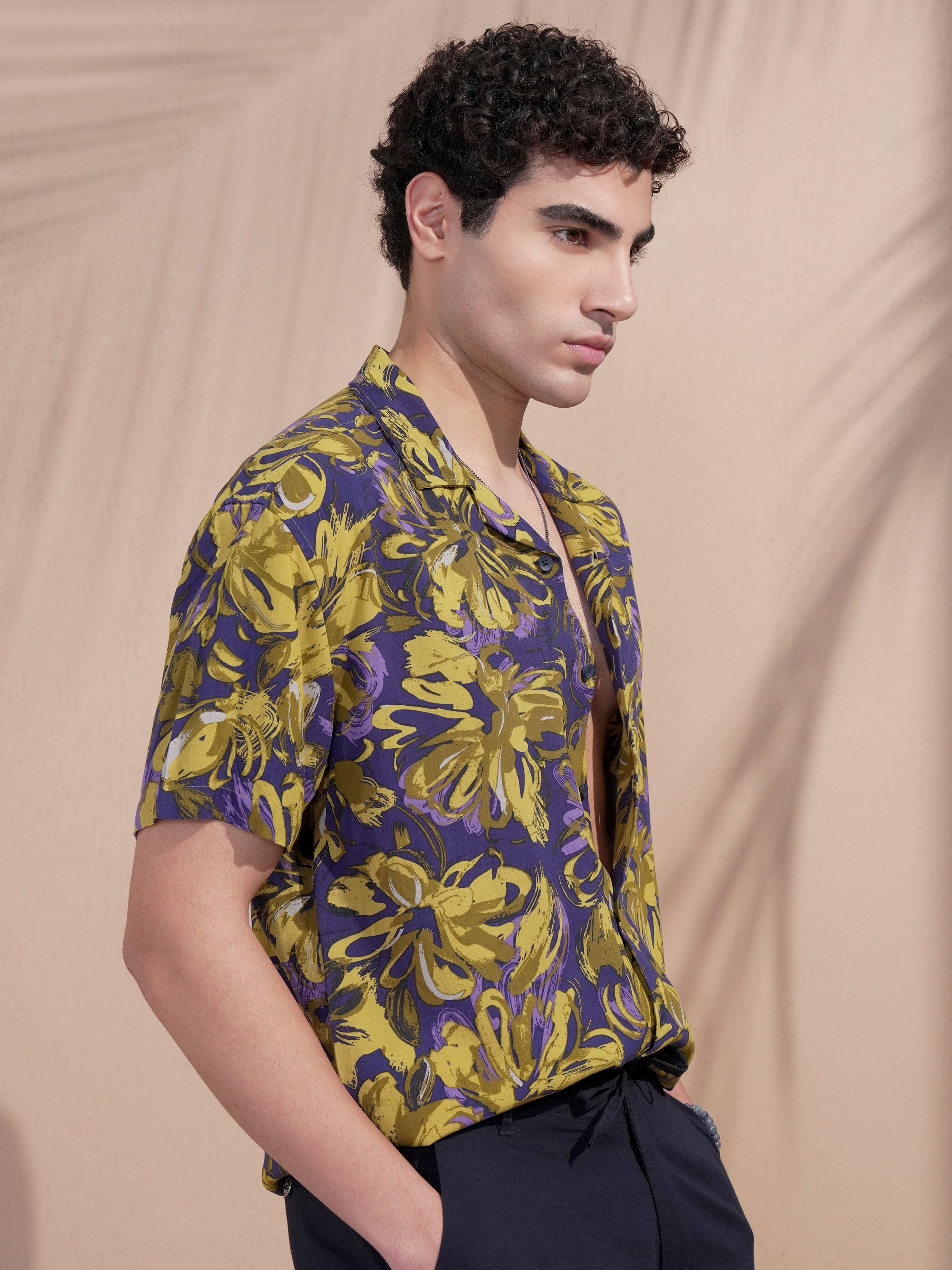 Highlander Men Navy Blue Printed Relaxed Fit Casual Shirt - Navy Blue - Image 6