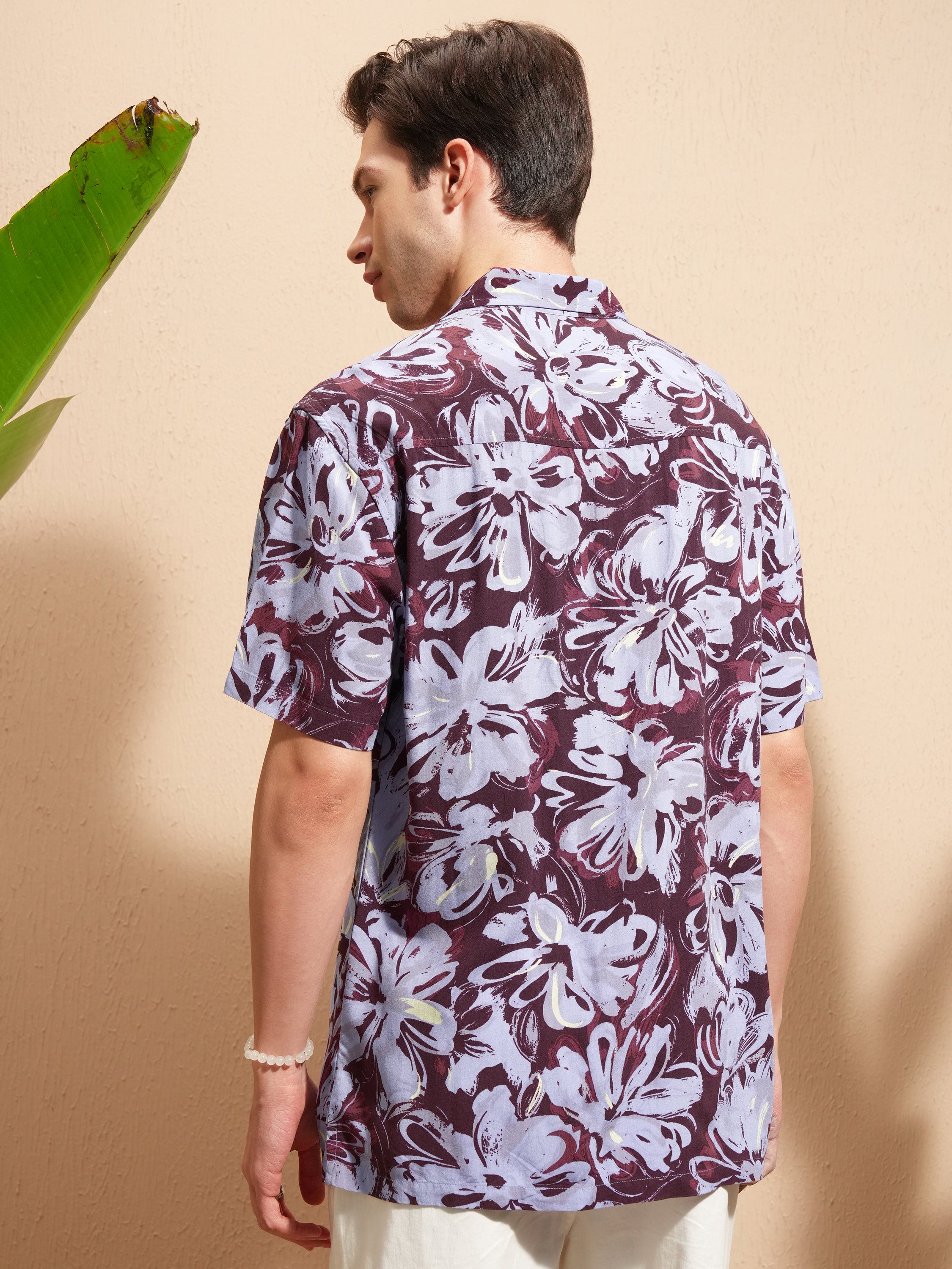 Highlander Men Burgundy Printed Relaxed Fit Casual Shirt - Burgundy - Image 3
