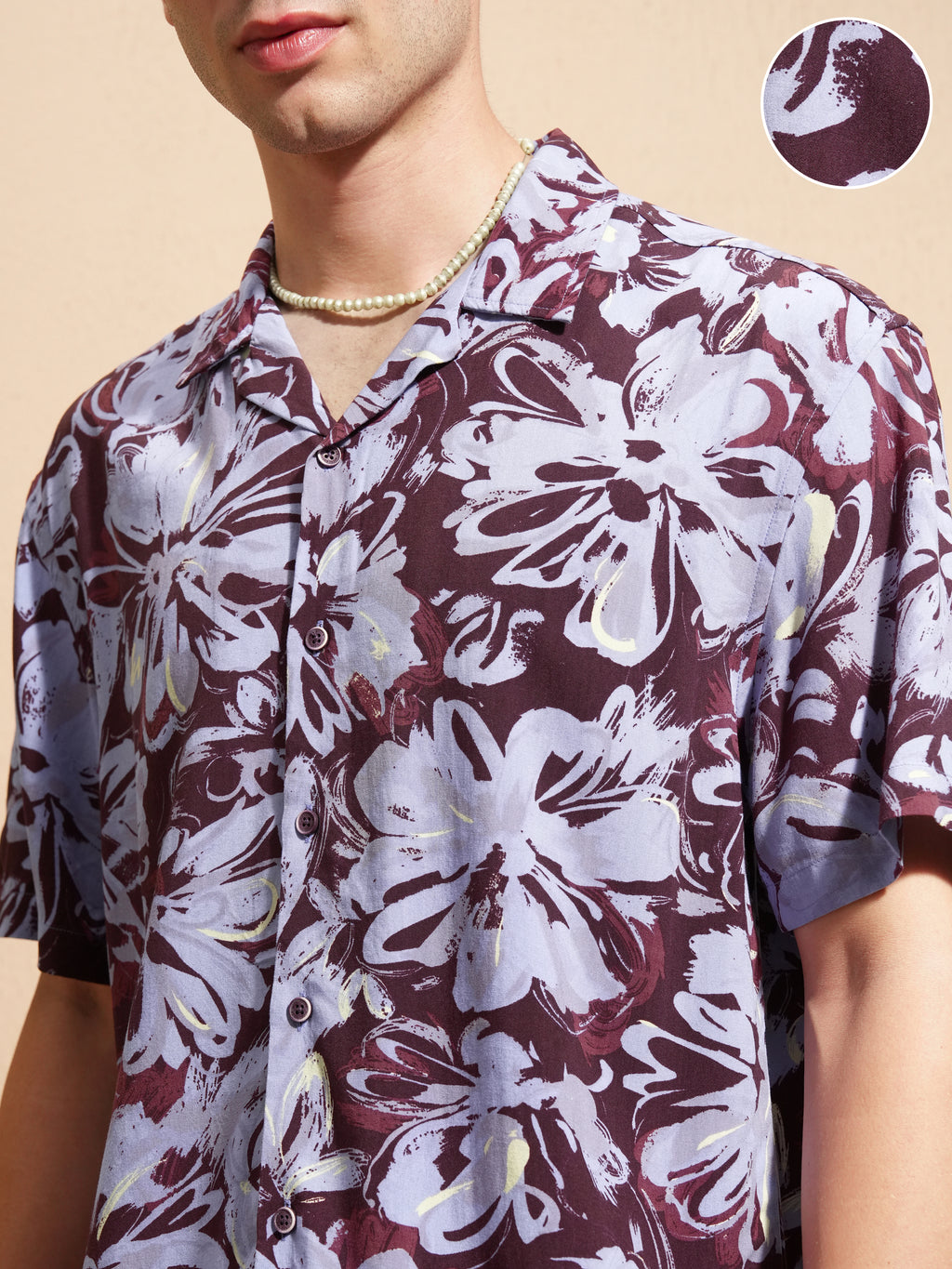 Highlander Men Burgundy Printed Relaxed Fit Casual Shirt - Burgundy - Image 5