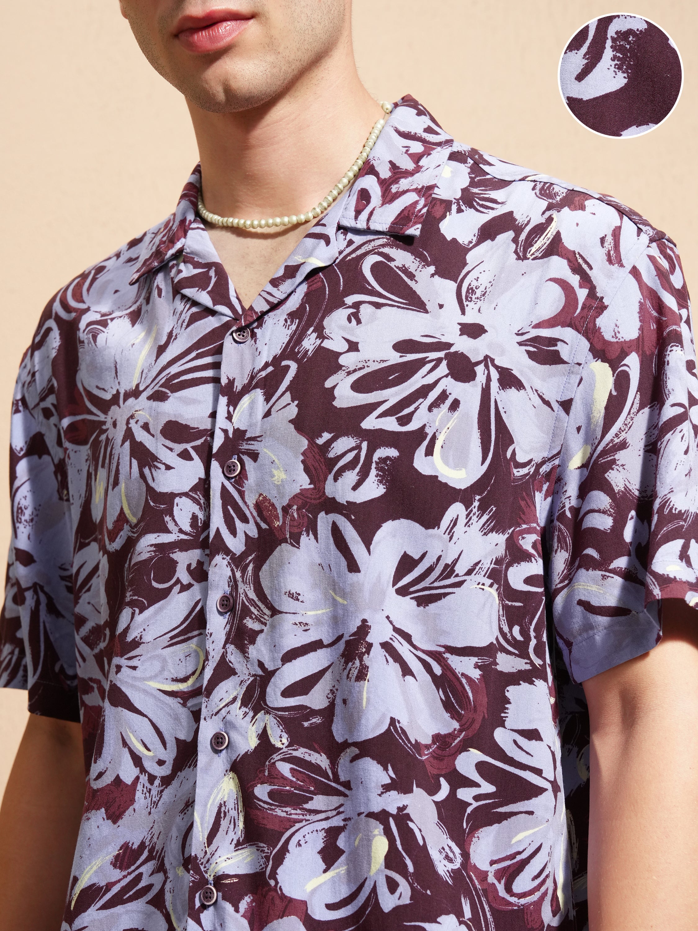 Highlander Men Burgundy Printed Relaxed Fit Casual Shirt - Burgundy - Image 5