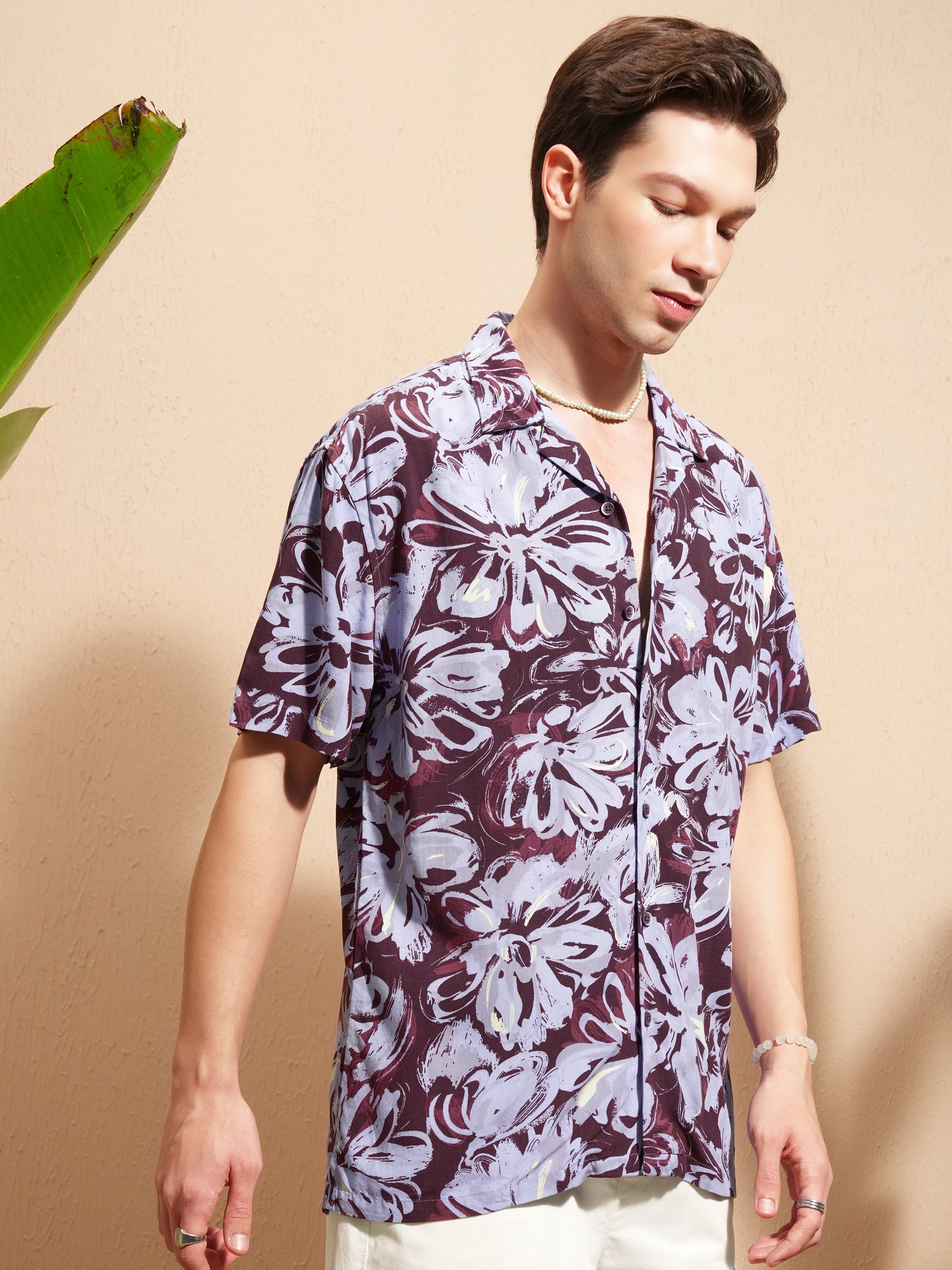 Highlander Men Burgundy Printed Relaxed Fit Casual Shirt - Burgundy - Image 6