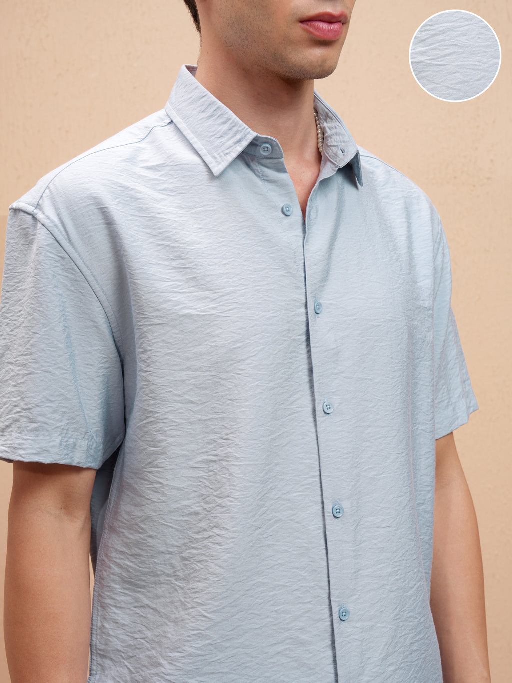 Highlander Men Blue Self Design Relaxed Fit Casual Shirt - Blue - Image 9