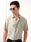 Highlander Men Grey Self Design Relaxed Fit Casual Shirt - Grey - Image 1