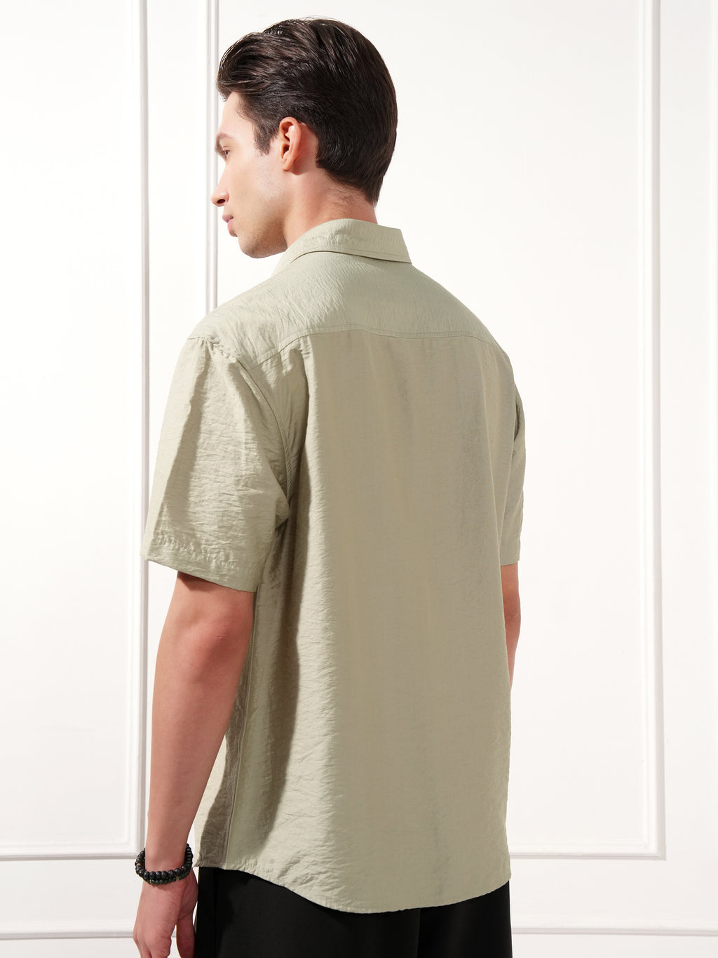 Highlander Men Grey Self Design Relaxed Fit Casual Shirt - Grey - Image 3