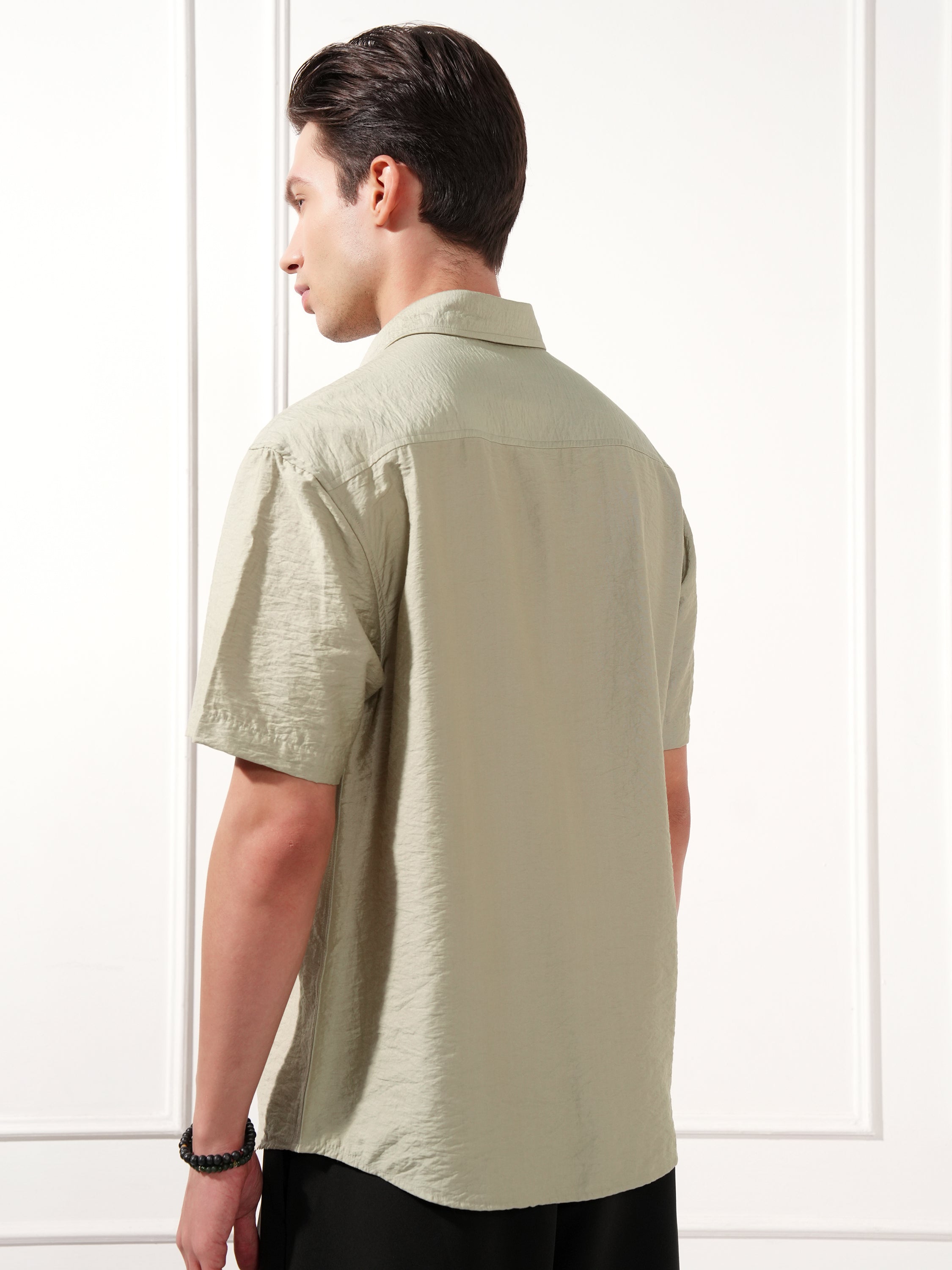 Highlander Men Grey Self Design Relaxed Fit Casual Shirt - Grey - Image 3