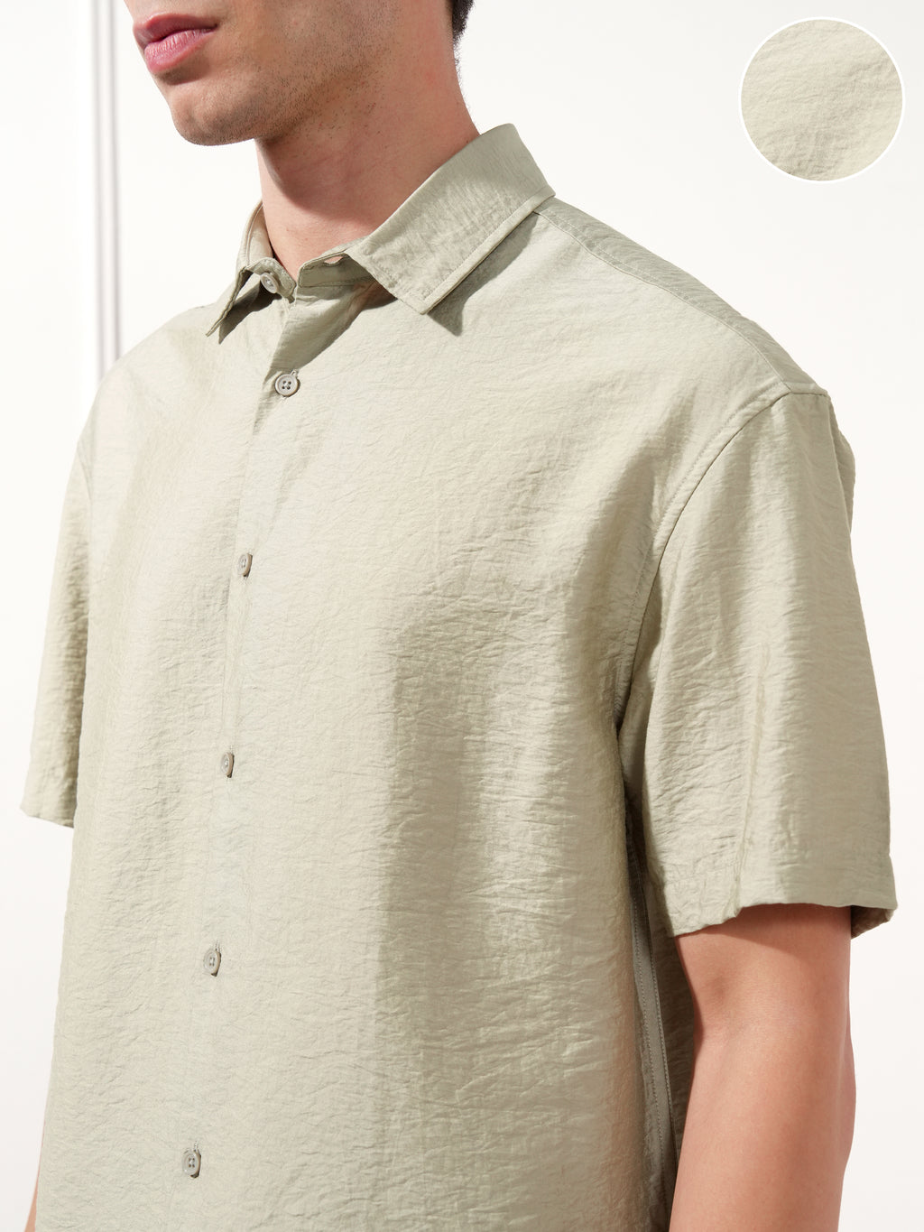 Highlander Men Grey Self Design Relaxed Fit Casual Shirt - Grey - Image 5