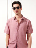 Highlander Men Rose Self Design Relaxed Fit Casual Shirt - Rose - Image 1