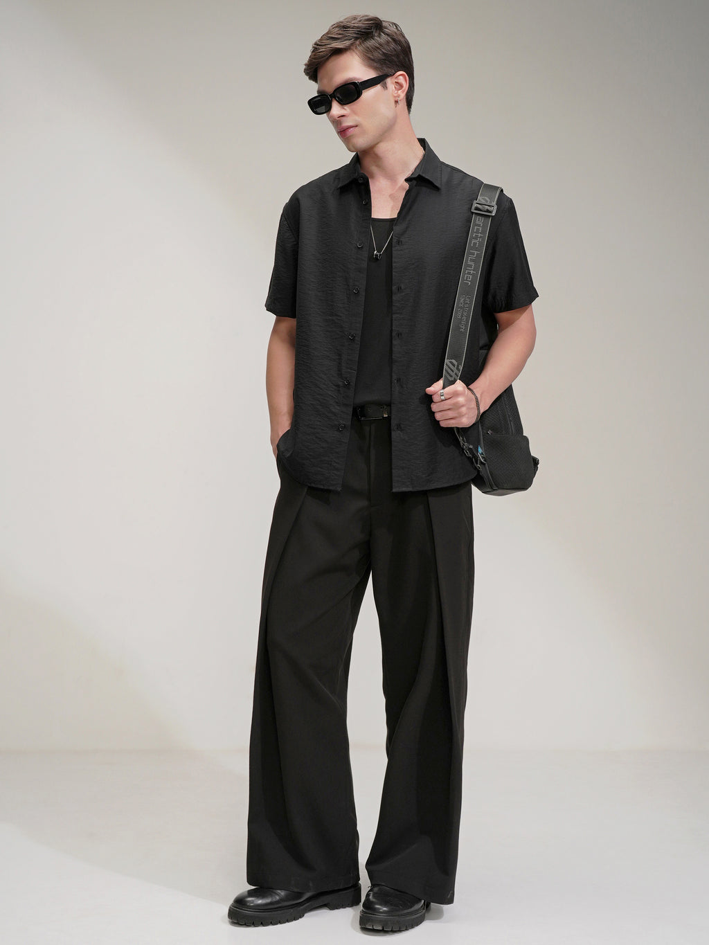 Highlander Men Black Self Design Relaxed Fit Casual Shirt - Black - Image 2