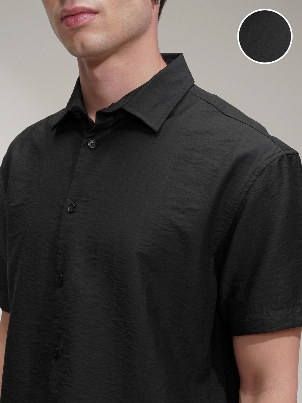 Highlander Men Black Self Design Relaxed Fit Casual Shirt - Black - Image 5