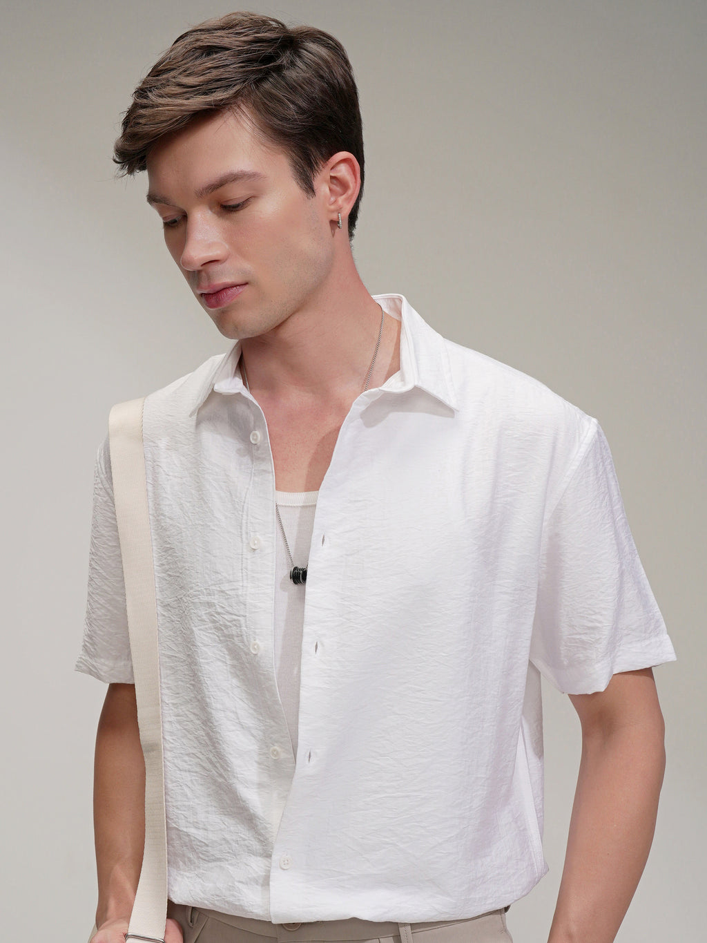 Highlander Men White Self Design Relaxed Fit Casual Shirt - White - Image 1